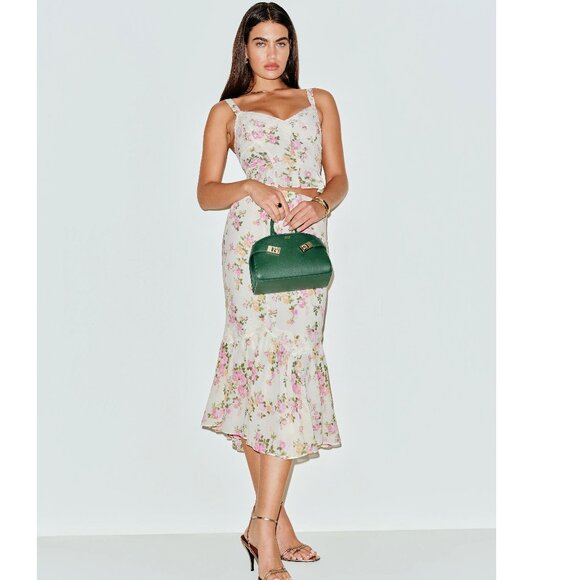 $348 Reformation Petites Sarita Two Piece Ivory - Size 8P - Picture 1 of 5